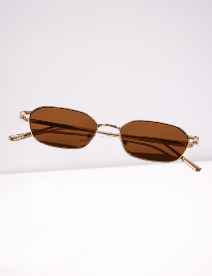 نظارة شمسية نسائية مستطيلة بنية