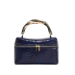 حقيبة كحلية جلدية بنقشة جلد الثعبان
