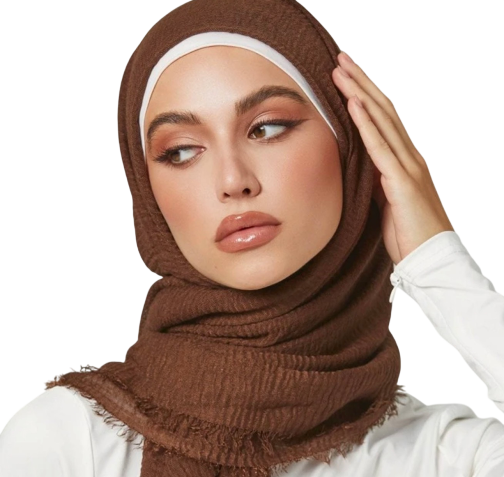 حجاب بني مضلع بإطار أبيض