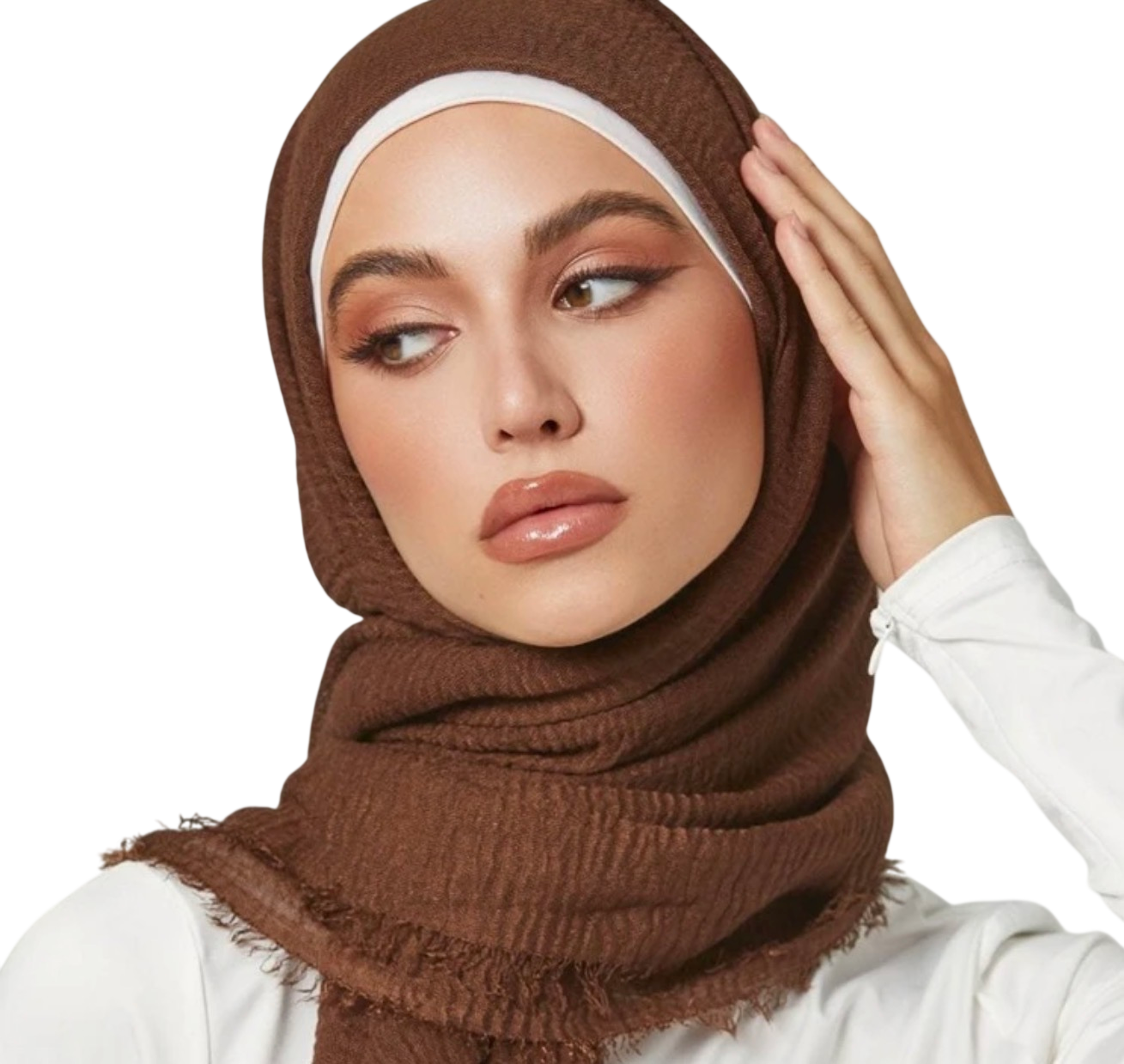 حجاب بني مضلع بإطار أبيض