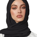 حجاب أسود ناعم لف أنيق
