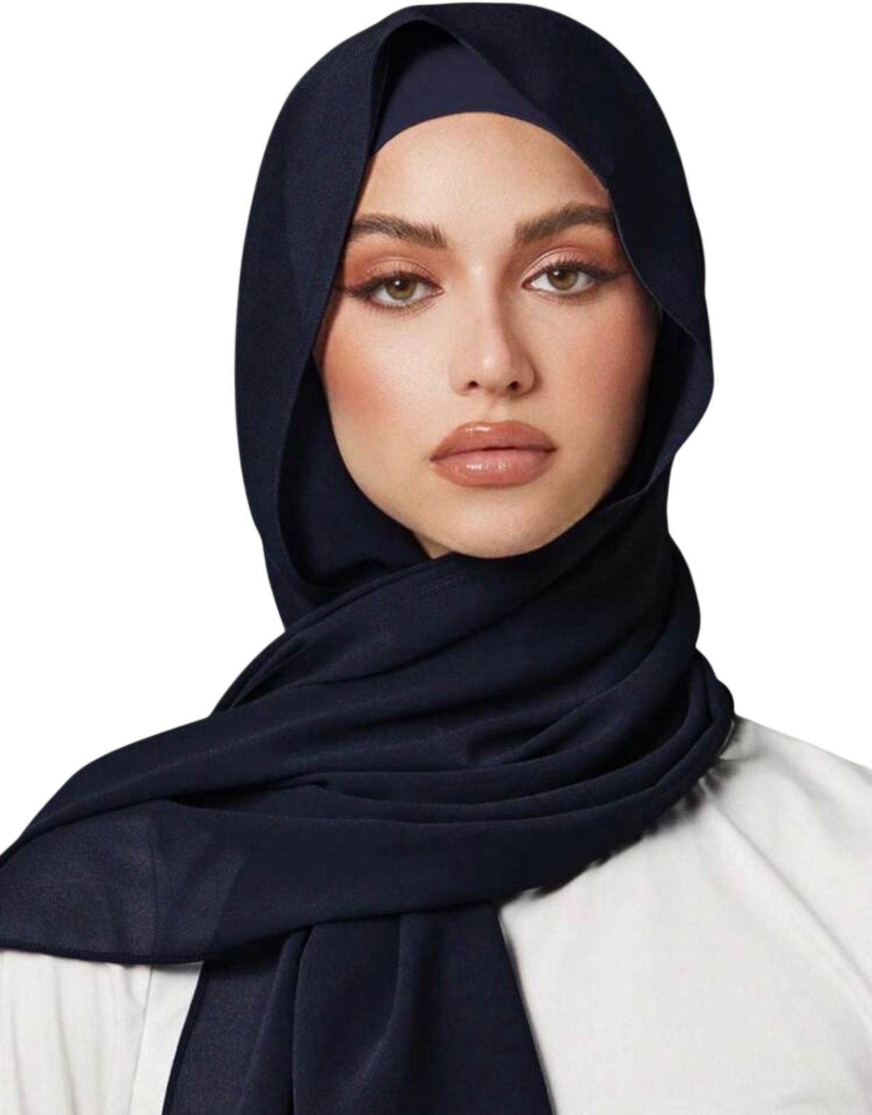 حجاب كحلي سادة ناعم للنساء