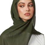 حجاب زيتي سادة ناعم للمحجبات