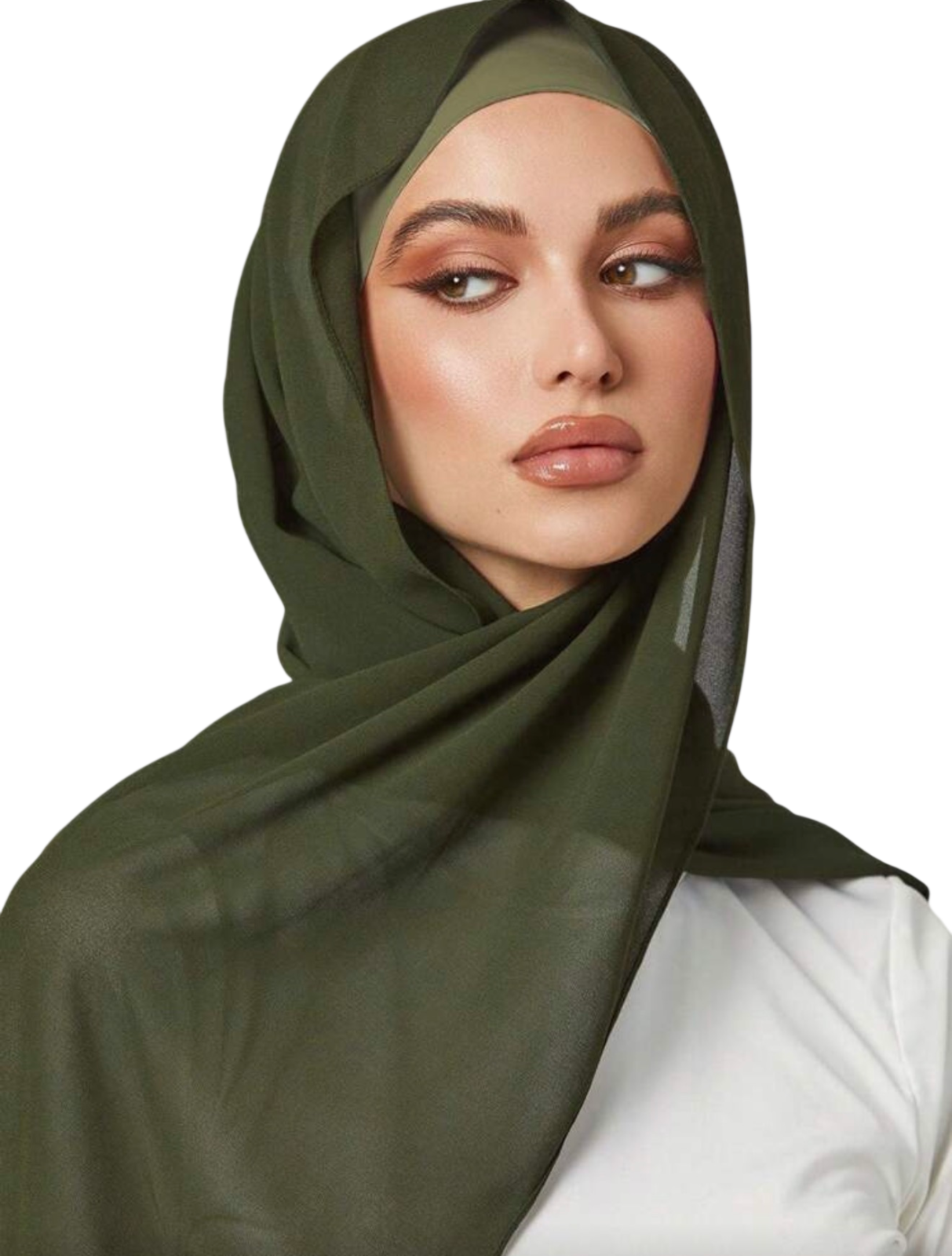 حجاب زيتي سادة ناعم للمحجبات