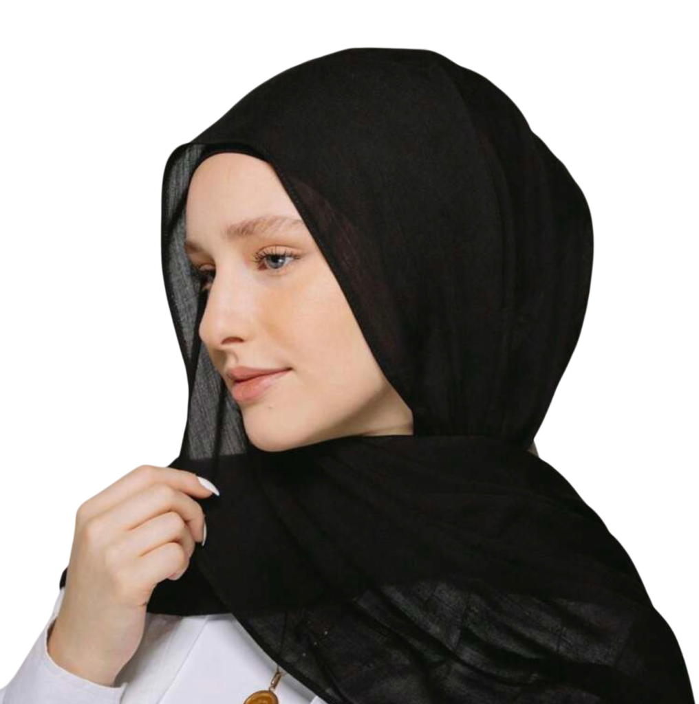 حجاب أسود شيفون بتغطية كاملة