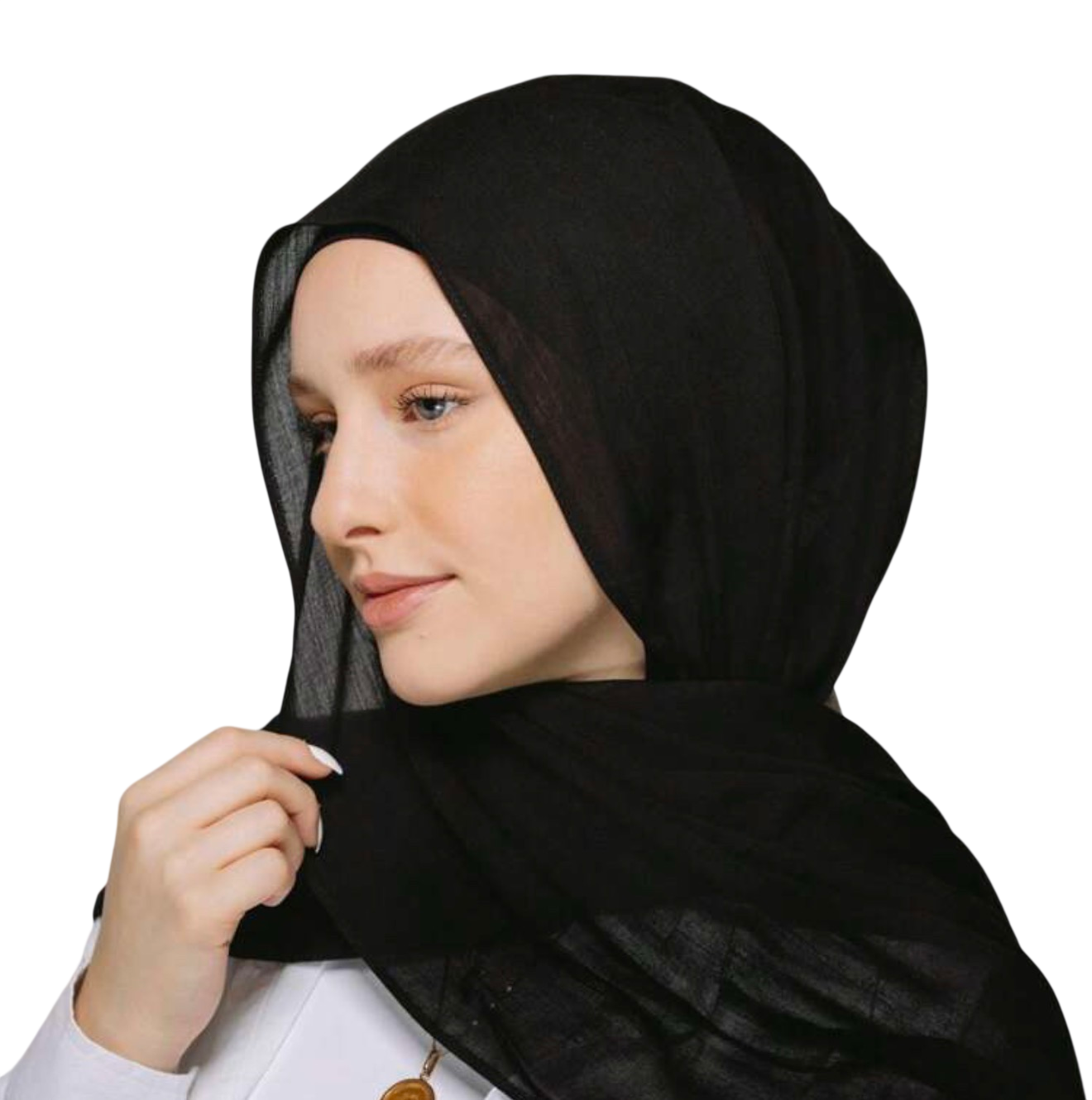 حجاب أسود شيفون بتغطية كاملة