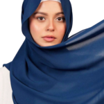حجاب كحلي سادة قماش خفيف