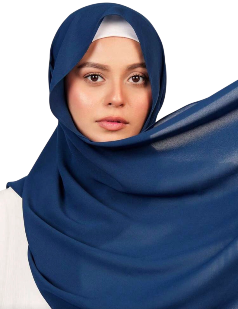 حجاب كحلي سادة قماش خفيف