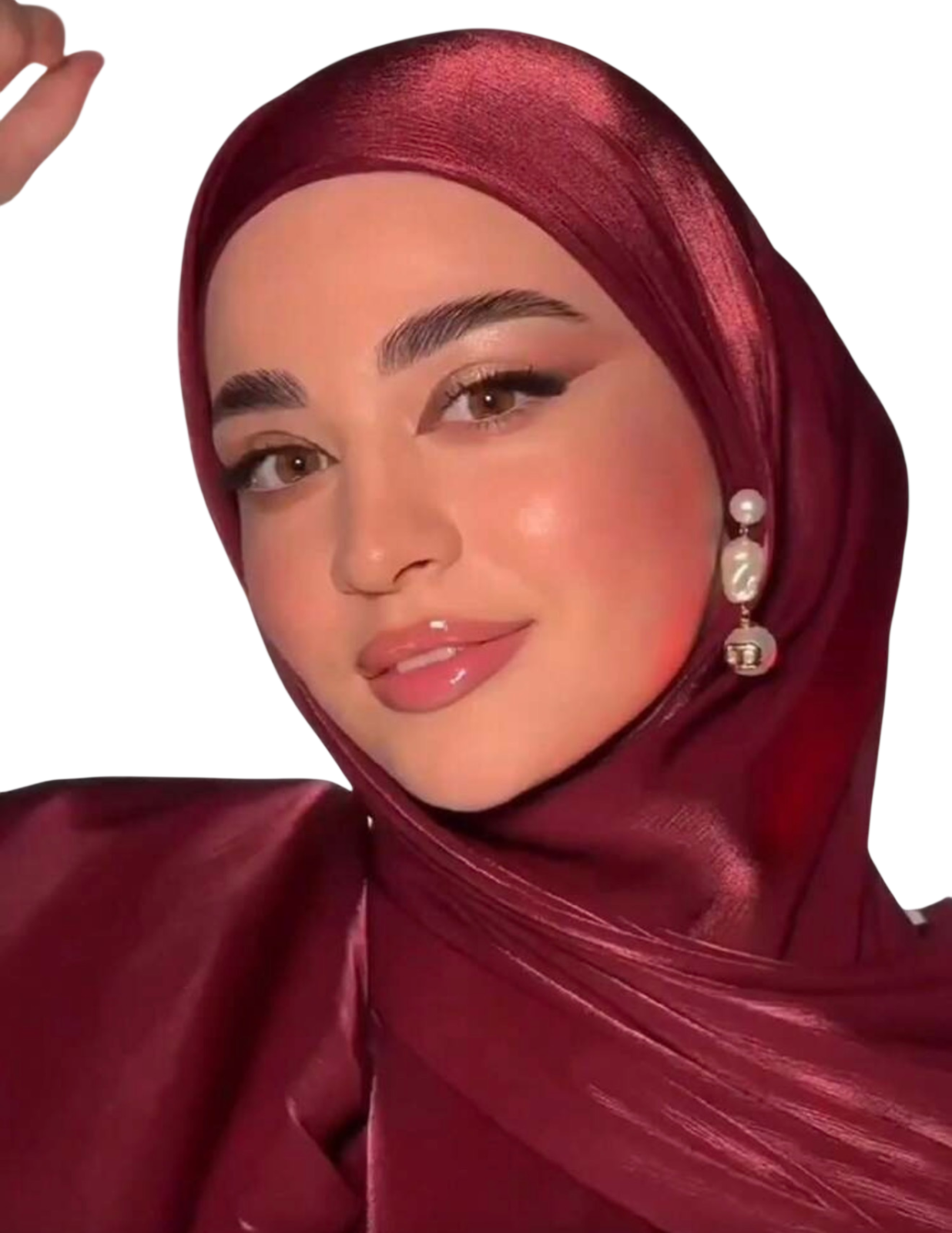 حجاب خمري لامع بتنسيق أنيق