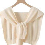 توب كريمي محبوك بوشاح مرفق