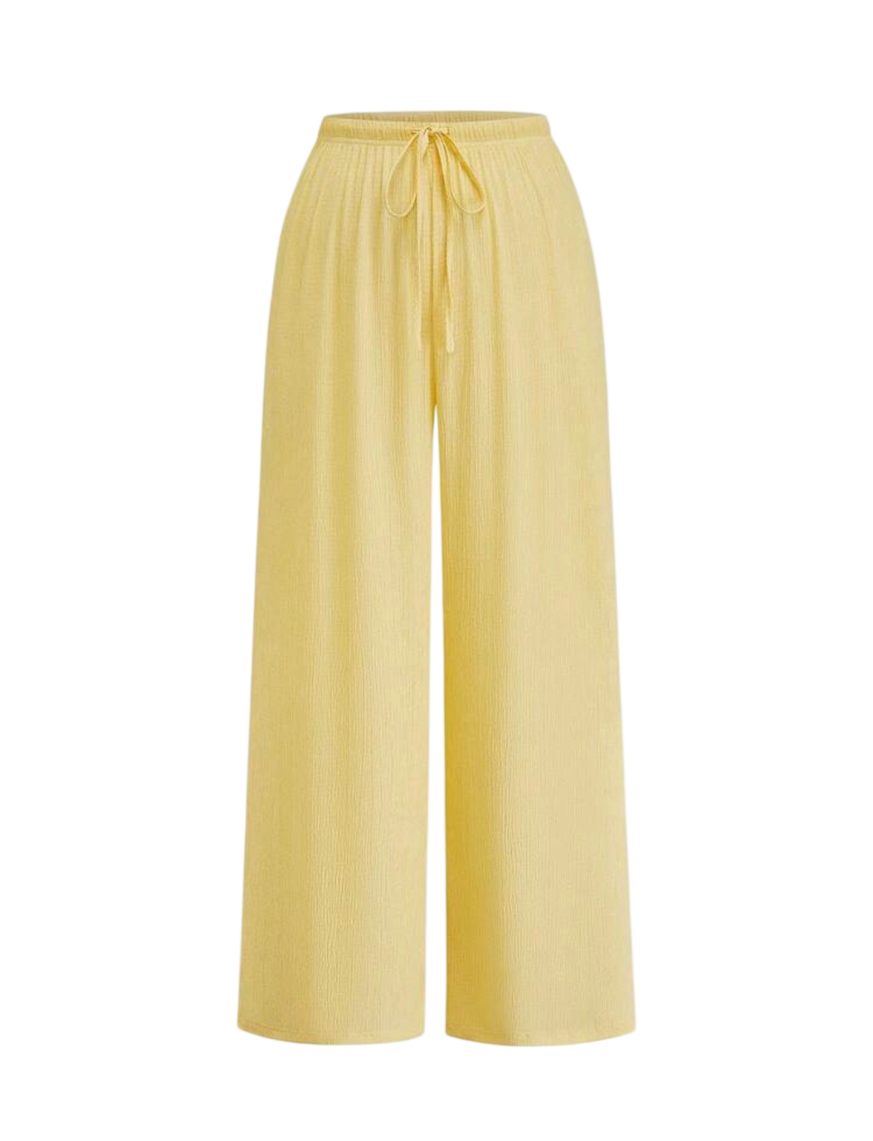 بنطال أصفر واسع بخصر مطاطي