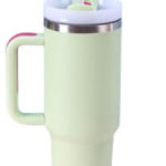 كوب أخضر حراري بمقبض وشفاطة