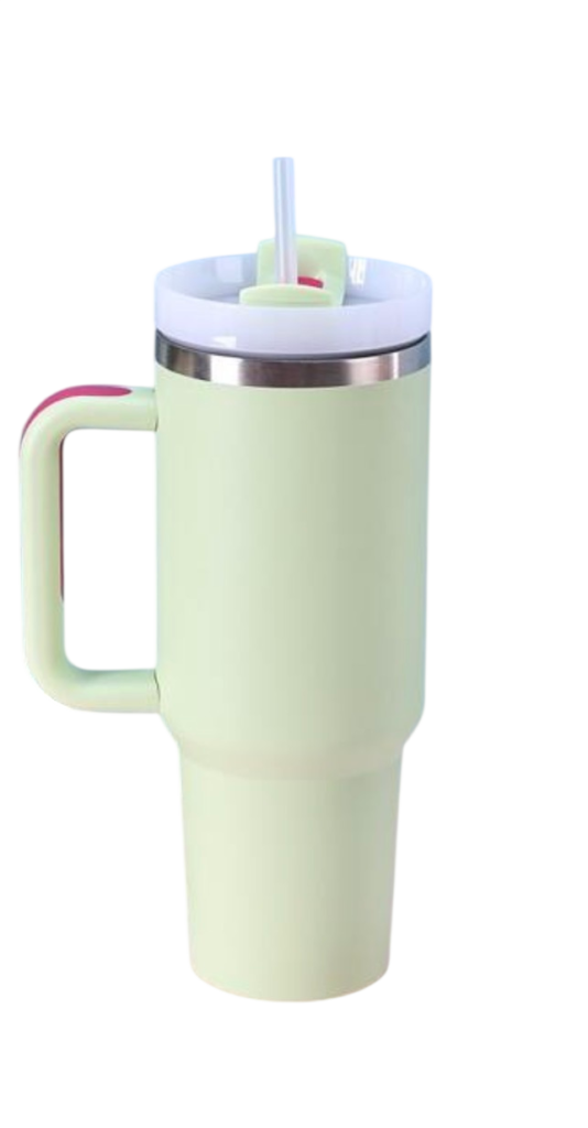 كوب أخضر حراري بمقبض وشفاطة